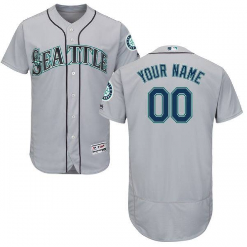 Mens Seattle Mariners Grey Customized Flexbase Majestic MLB Collection Jersey