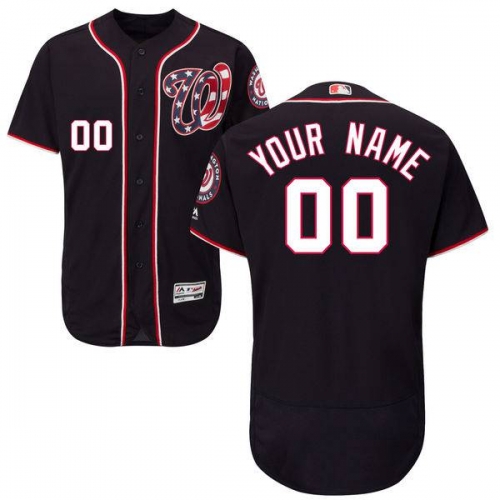 Mens Washington Nationals Navy Blue Customized Flexbase Majestic MLB Collection Jersey