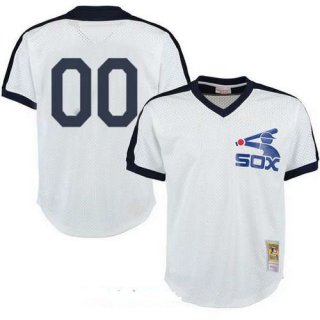 Men's Chicago White Sox White Mesh Batting Practice Throwback Majestic Cooperstown Collection Custom Baseball Jersey