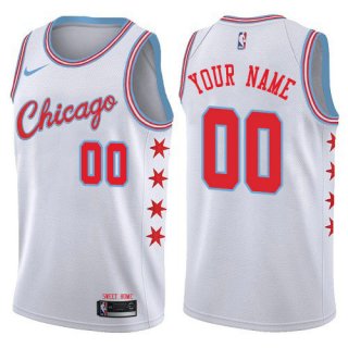 Men's Nike Chicago Bulls Customized Authentic White NBA City Edition Jersey