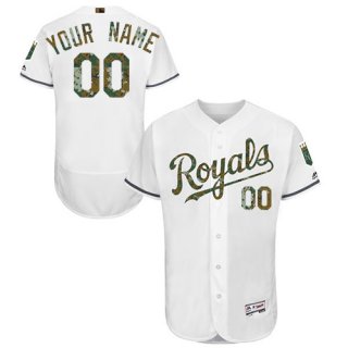 Kansas City Royals White Memorial Day Men's Customized Flexbase Jersey