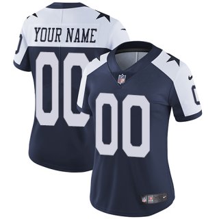 Women's Nike Dallas Cowboys Alternate Navy Blue Throwback Customized Vapor Untouchable Limited NFL Jersey