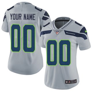 Women's Nike Seattle Sehawks Alternate Grey Customized Vapor Untouchable Limited NFL Jersey