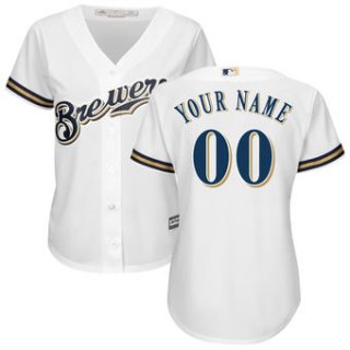 Women's Milwaukee Brewers Majestic White Home Cool Base Custom Jersey