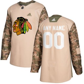 Men's Chicago Blackhawks Camo Adidas Veterans Day Custom Practice Jersey