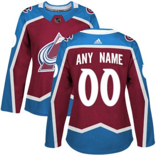 Women's Adidas Colorado Avalanche Customized Authentic Burgundy Red Home NHL Jersey