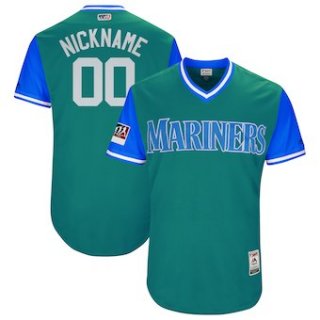 Men's Seattle Mariners Majestic Aqua 2018 Players' Weekend Authentic Flex Base Custom Jersey