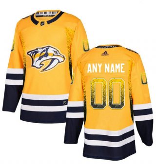 Men's Nashville Predators Gold Customized Drift Fashion Adidas Jersey