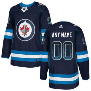 Winnipeg Jets Navy Men's Customized Drift Fashion Adidas Jersey