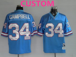 Men's Houston Oilers Custom Light Blue Throwback Jersey