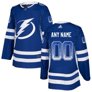 Tampa Bay Lightning Blue Men's Customized Drift Fashion Adidas Jersey