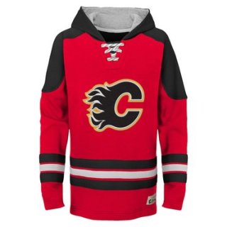 Calgary Flames Red Men's Customized All Stitched Hooded Sweatshirt