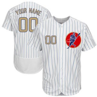 Cubs White Gold Program Men's Customized Flexbase New Design Jersey