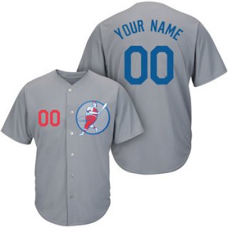 Dodgers Gray Men's Customized Cool Base New Design Jersey