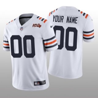 Men's Chicago Bears Custom White Alternate Classic Limited 100th Season Jersey