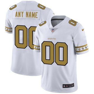 Men's New Orleans Saints Custom Nike White Team Logo Vapor Limited NFL Jersey