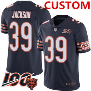 Men's Chicago Bears Custom Navy Blue Team Color Men's Stitched Football 100th Season Vapor Limited Jersey