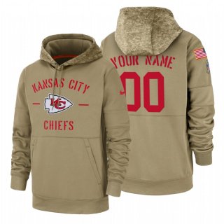 Kansas City Chiefs Custom Nike Tan 2019 Salute To Service Name & Number Sideline Therma Pullover Hoodie