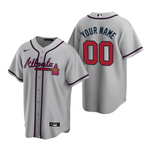 Men's Atlanta Braves Custom Nike Gray 2020 Stitched MLB Cool Base Road Jersey