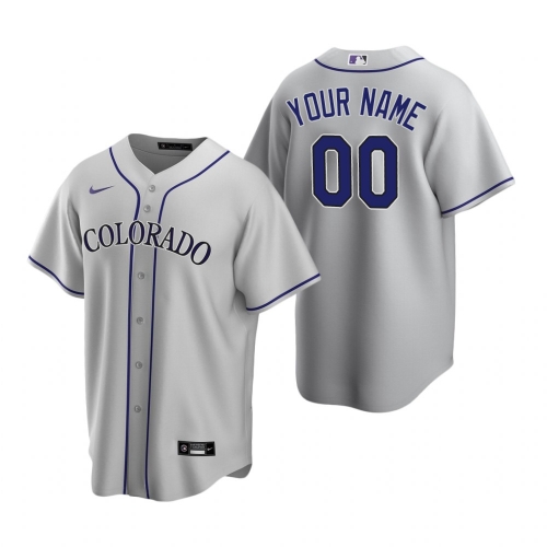 Men's Colorado Rockies Custom Nike Gray Stitched MLB Cool Base Road Jersey