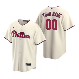 Men's Philadelphia Phillies Custom Nike Cream Stitched MLB Cool Base Jersey