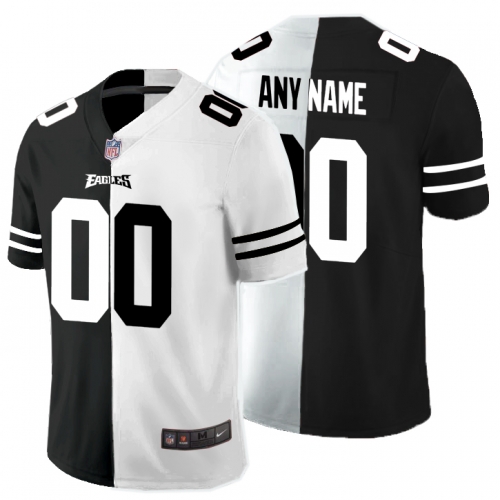 Nike Philadelphia Eagles Customized Black And White Split Vapor Untouchable Limited Jersey