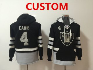 Men's Oakland Raiders Custom NEW Black Pocket Stitched NFL Pullover Hoodie