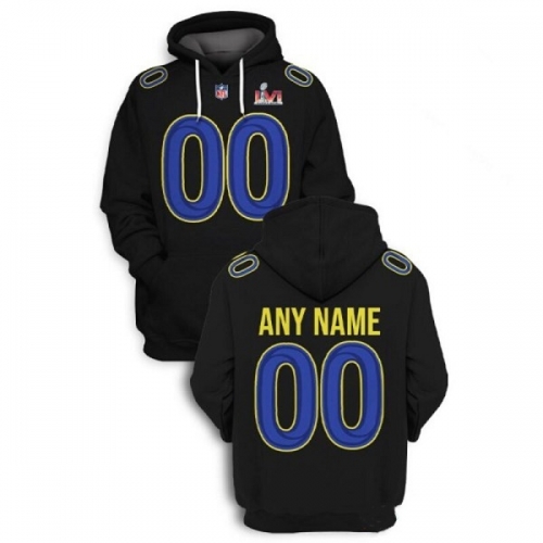 Men's Los Angeles Rams Custom 2022 Black Super Bowl LVI Pullover Hoodie