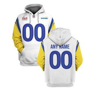 Men's Los Angeles Rams Custom 2022 White Super Bowl LVI Pullover Hoodie