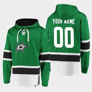 Men's Dallas Stars Active Player Custom Green Ageless Must-Have Lace-Up Pullover Hoodie