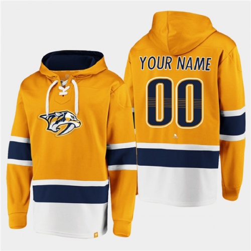 Men's Nashville Predators Active Player Custom Gold Ageless Must-Have Lace-Up Pullover Hoodie