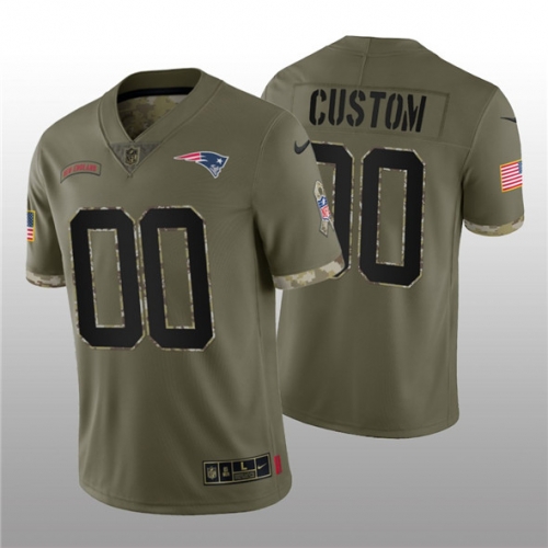 Men's New England Patriots ACTIVE PLAYER Custom 2022 Olive Salute To Service Limited Stitched Jersey