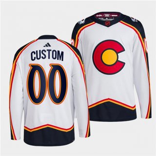 Men's Colorado Avalanche Custom White 2022-23 Reverse Retro Stitched Jersey