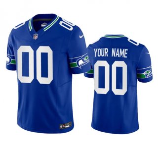 Men's Seattle Seahawks Active Player Custom Royal 2023 F.U.S.E. Vapor Limited Throwback Stitched Jersey