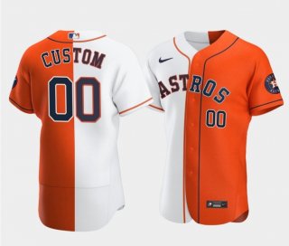 Men's Houston Astros Customized Orange and White Split Stitched MLB Jersey