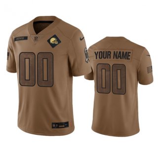 Men's Cleveland Browns Active Player Custom 2023 Brown Salute To Service Limited Football Stitched Jersey