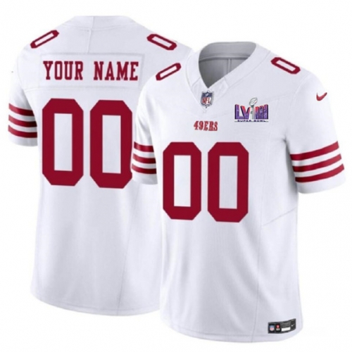 Men's San Francisco 49ers Active Player Custom White 2024 F.U.S.E. Super Bowl LVIII Patch Vapor Untouchable Limited Football Stitched Jersey