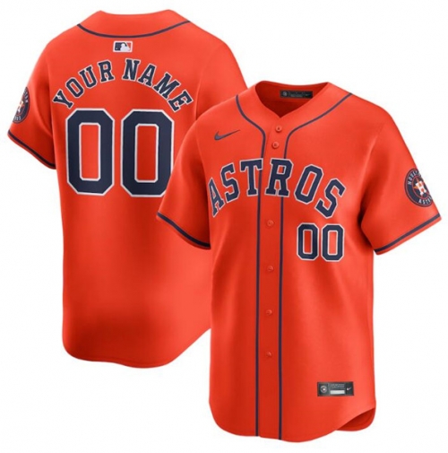 Men's Houston Astros Customized Orange 2024 Alternate Limited Stitched Baseball Jersey