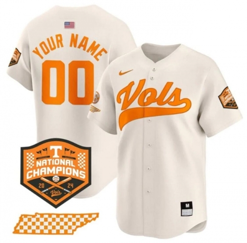 Men's Tennessee Volunteers Active Player Custom Cream 2024 Champions Vapor Limited Stitched Jersey