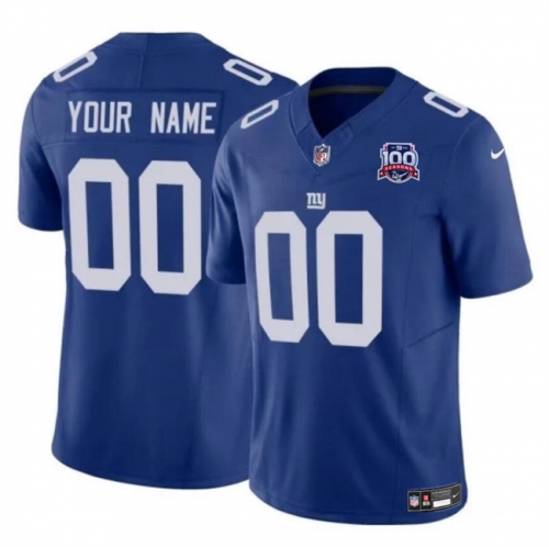 Men's New York Giants Active Player Custom Blue 2024 F.U.S.E. 100TH Season Patch Vapor Untouchable Limited Stitched Jersey