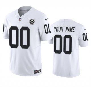 Men's Las Vegas Raiders Active Player Custom White 2024 F.U.S.E 65th Anniversary Patch Vapor Football Stitched Jersey