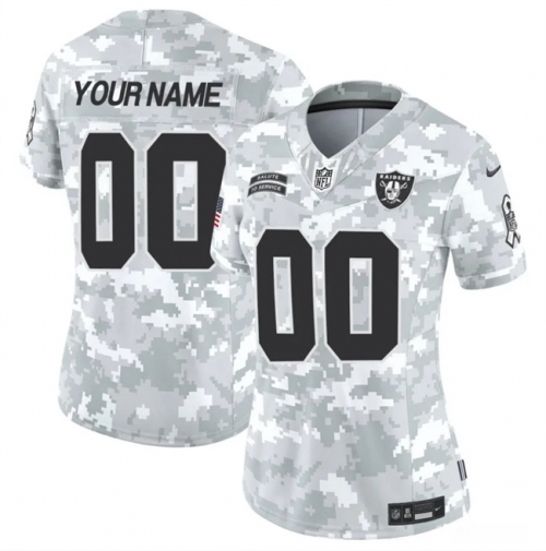 Women's Las Vegas Raiders Active Player Custom 2024 F.U.S.E Arctic Camo Salute To Service Limited Stitched Jersey(Run Small)