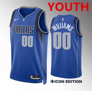 Youth Dallas Mavericks #00 Brandon Williams Blue Icon Edition Stitched Basketball Jersey