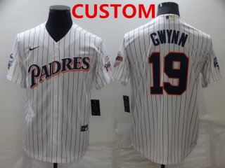 Men's San Diego Padres Custom White Cool Base Stitched Jersey