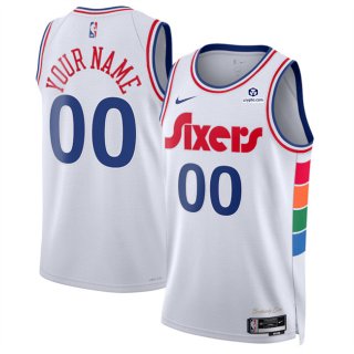 Men's Philadelphia 76ers Active Player Custom White 2024-25 City Edition Stitched Jersey