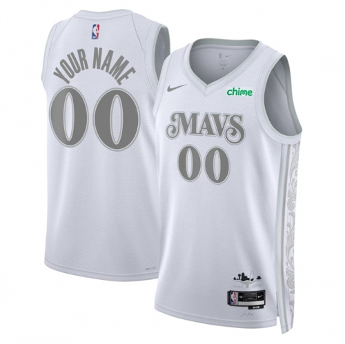 Men's Dallas Mavericks Active Player Custom White 2024-25 City Edition Stitched Basketball Jersey