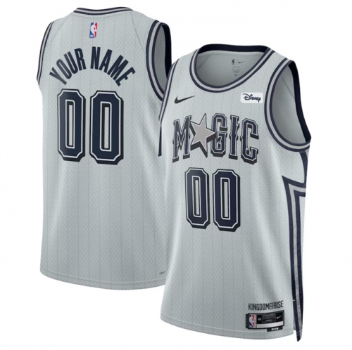 Men's Orlando Magic Active Player Custom Silver 2024-25 City Edition Stitched Basketball Jersey