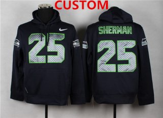 Custom Nike Seattle Seahawks Navy Blue Hoodie