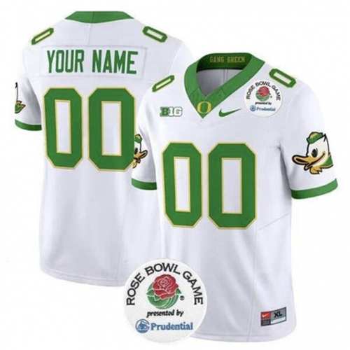 Men's Oregon Ducks Active Player Custom White 2024 F.U.S.E. Rose Bowl Vapor Limited Stitched Football Jersey