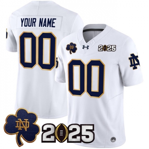 Men's Notre Dame Fighting Irish ACTIVE PLAYER Custom White F.U.S.E. 2025 CFP Final Patch Limited Stitched Football Jersey